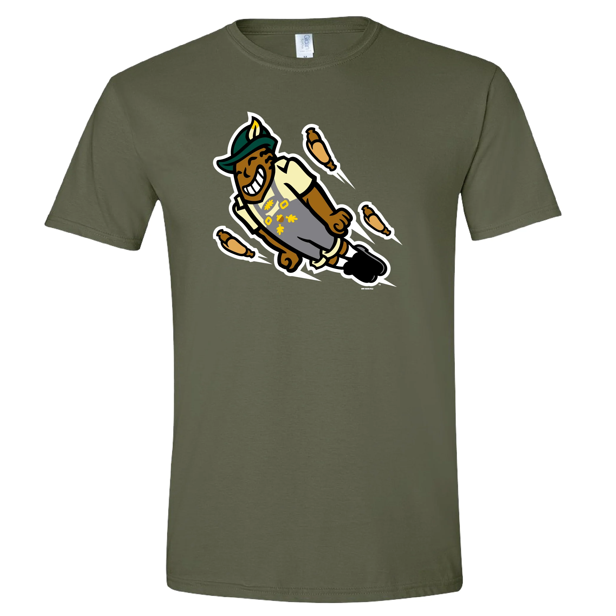 Wisconsin Brats Bimm Ridder Military Green Flying Bratman Tee