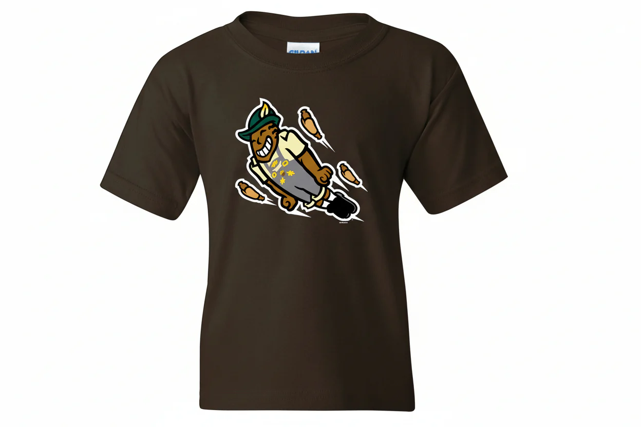 Wisconsin Brats Bimm Ridder Dark Brown Flying Bratman Tee
