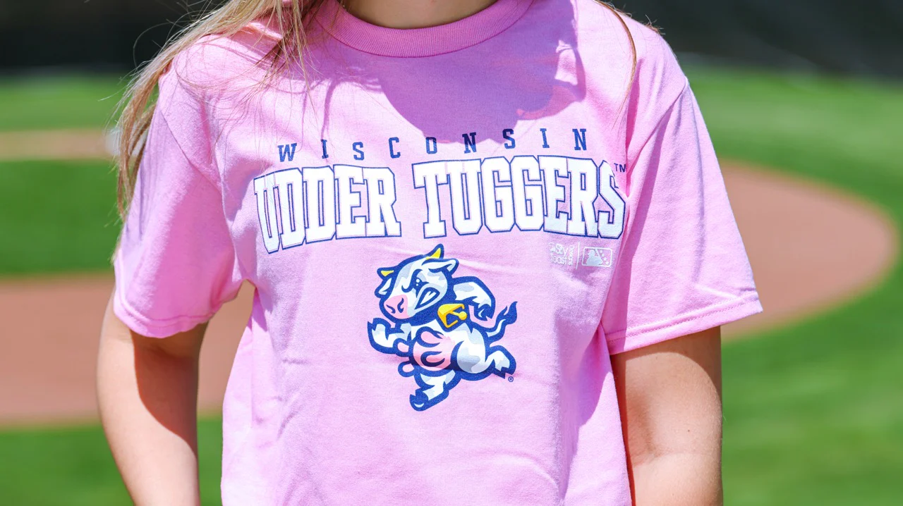 Wisconsin Udder Tuggers Candy Pink Silly Toast Milo T-Shirt - Image 2